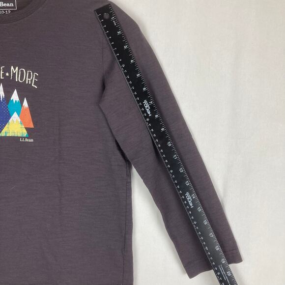 LL Bean Tee Shirt Kids M 10-12 Long Sleeve Gray Graphic Mountains Explore More - Picture 8 of 8